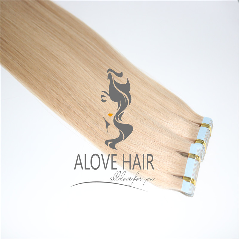 Blonde color tape ins extensions for thin hair 